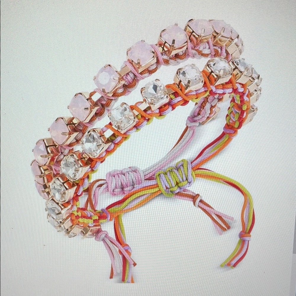 On 34th Gold Tone 2 Piece Crystal Cord Slider Bracelet Set NWT